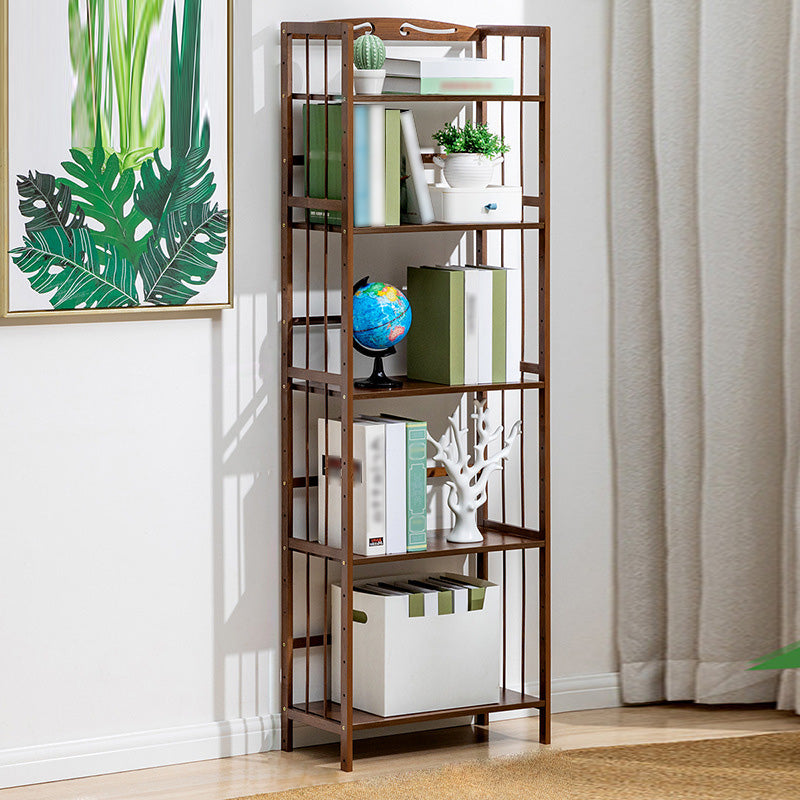Modern Style Wooden Bookshelf Etagere Shelf Bookcase for Home 19.7"L x 9.8"W x 61"H Walnut Clearhalo 'Bookcases' 'furn' 'furn_bookcases' 'Furniture' 'furniture_bookcases' 'kitchen' 'kitchen_bookcases' 'Living Room Furniture' 'Office Furniture' 4789550