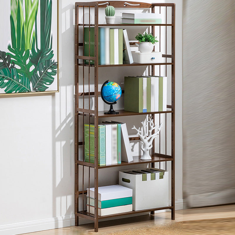 Modern Style Wooden Bookshelf Etagere Shelf Bookcase for Home 27.6"L x 9.8"W x 61"H Walnut Clearhalo 'Bookcases' 'furn' 'furn_bookcases' 'Furniture' 'furniture_bookcases' 'kitchen' 'kitchen_bookcases' 'Living Room Furniture' 'Office Furniture' 4789553