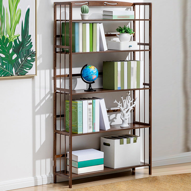Modern Style Wooden Bookshelf Etagere Shelf Bookcase for Home 35.4"L x 9.8"W x 61"H Walnut Clearhalo 'Bookcases' 'furn' 'furn_bookcases' 'Furniture' 'furniture_bookcases' 'kitchen' 'kitchen_bookcases' 'Living Room Furniture' 'Office Furniture' 4789554