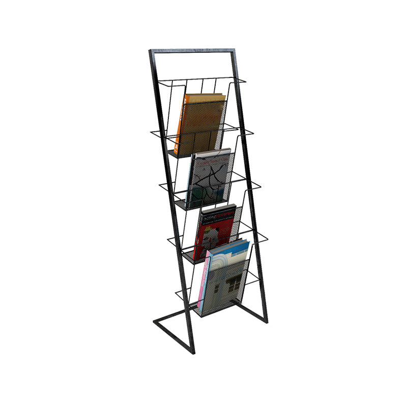 Scandinavian Metal Etagere Bookshelf Iron Open Vertical Bookshelf 13.4"L x 9.8"W x 35.4"H Black Clearhalo 'Bookcases' 'furn' 'furn_bookcases' 'Furniture' 'furniture_bookcases' 'kitchen' 'kitchen_bookcases' 'Living Room Furniture' 'Office Furniture' 4789598