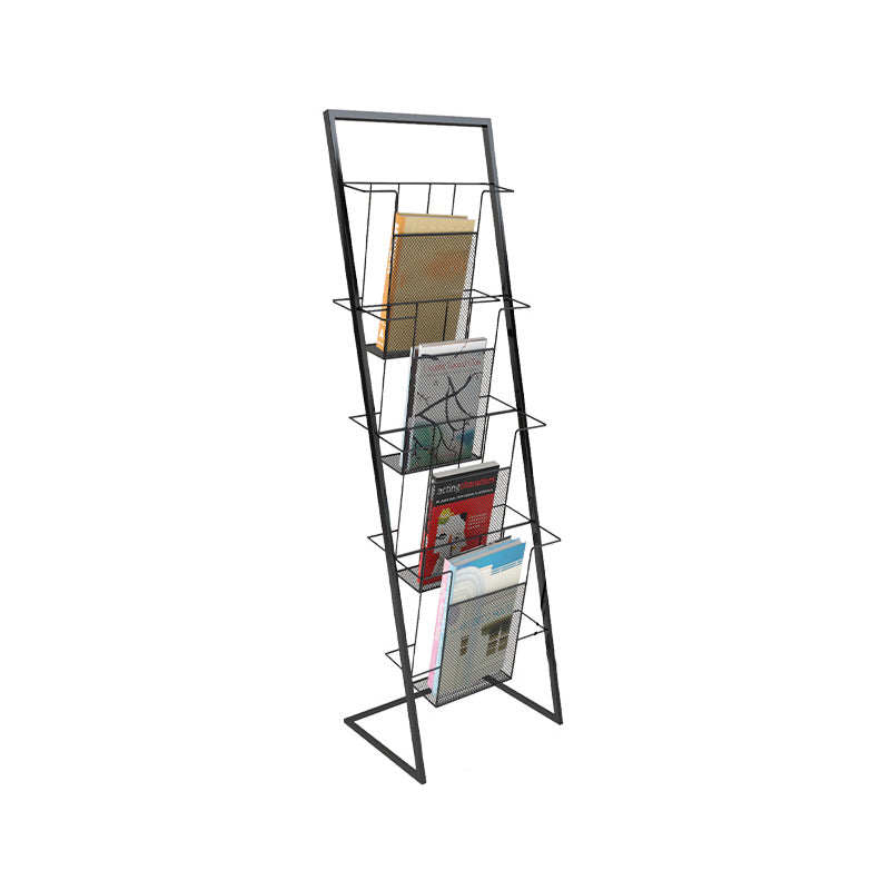 Scandinavian Metal Etagere Bookshelf Iron Open Vertical Bookshelf 13.4"L x 9.8"W x 41.3"H Black Clearhalo 'Bookcases' 'furn' 'furn_bookcases' 'Furniture' 'furniture_bookcases' 'kitchen' 'kitchen_bookcases' 'Living Room Furniture' 'Office Furniture' 4789599