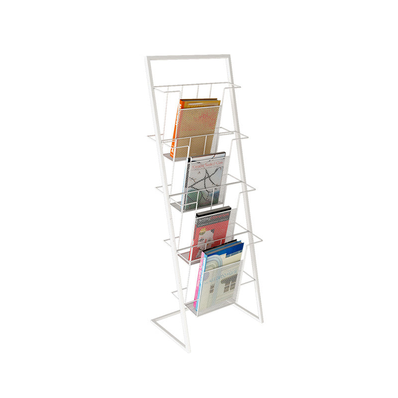 Scandinavian Metal Etagere Bookshelf Iron Open Vertical Bookshelf 13.4"L x 9.8"W x 35.4"H White Clearhalo 'Bookcases' 'furn' 'furn_bookcases' 'Furniture' 'furniture_bookcases' 'kitchen' 'kitchen_bookcases' 'Living Room Furniture' 'Office Furniture' 4789602