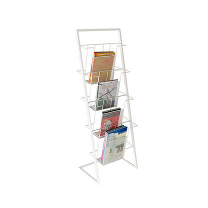 Scandinavian Metal Etagere Bookshelf Iron Open Vertical Bookshelf 13.4"L x 9.8"W x 35.4"H White Clearhalo 'Bookcases' 'furn' 'furn_bookcases' 'Furniture' 'furniture_bookcases' 'kitchen' 'kitchen_bookcases' 'Living Room Furniture' 'Office Furniture' 4789602