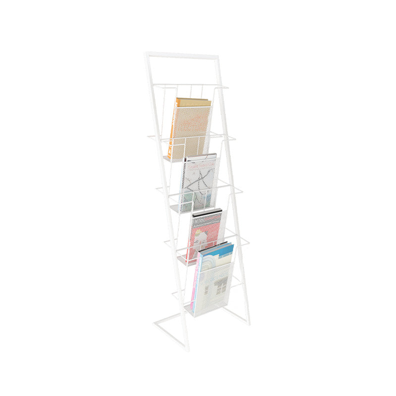 Scandinavian Metal Etagere Bookshelf Iron Open Vertical Bookshelf 13.4"L x 9.8"W x 41.3"H White Clearhalo 'Bookcases' 'furn' 'furn_bookcases' 'Furniture' 'furniture_bookcases' 'kitchen' 'kitchen_bookcases' 'Living Room Furniture' 'Office Furniture' 4789603