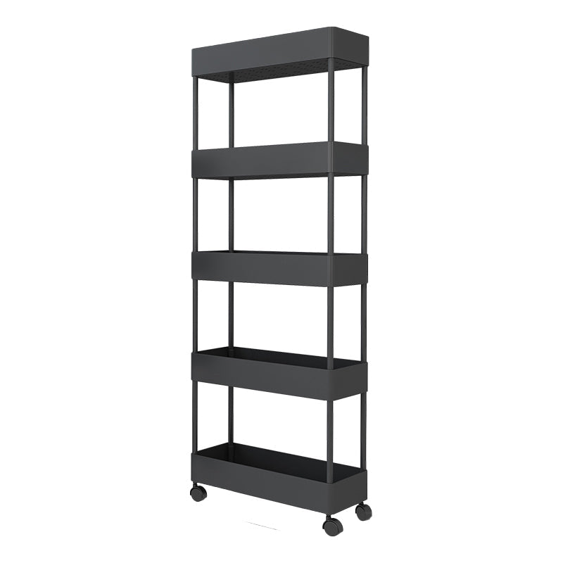 Vertical Bookcase Contemporary Style Bookshelf with Casters for Office and Dormitory Black Clearhalo 'Bookcases' 'furn' 'furn_bookcases' 'Furniture' 'furniture_bookcases' 'kitchen' 'kitchen_bookcases' 'Living Room Furniture' 'Office Furniture' 4789638