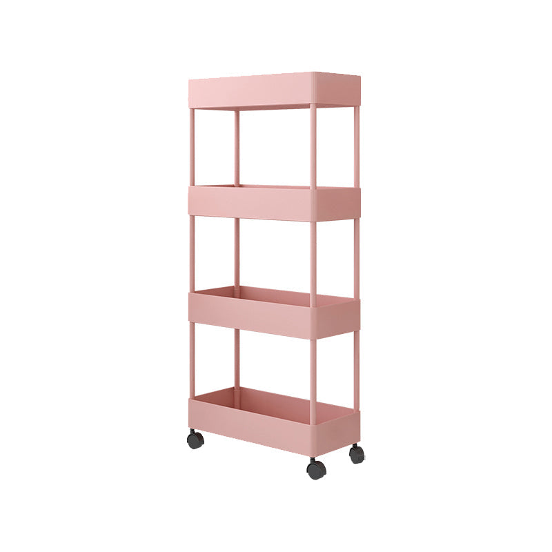 Vertical Bookcase Contemporary Style Bookshelf with Casters for Office and Dormitory Pink Clearhalo 'Bookcases' 'furn' 'furn_bookcases' 'Furniture' 'furniture_bookcases' 'kitchen' 'kitchen_bookcases' 'Living Room Furniture' 'Office Furniture' 4789648