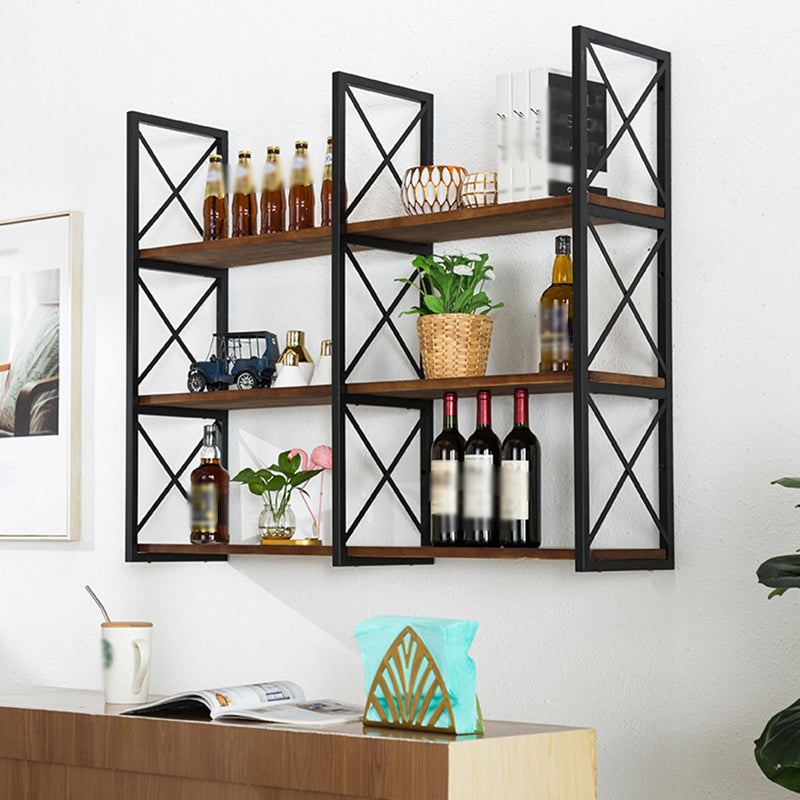 Industrial Style Wooden Bookshelf Wall Mounted Shelf Bookcase Clearhalo 'Bookcases' 'furn' 'furn_bookcases' 'Furniture' 'furniture_bookcases' 'kitchen' 'kitchen_bookcases' 'Living Room Furniture' 'Office Furniture' 4789679