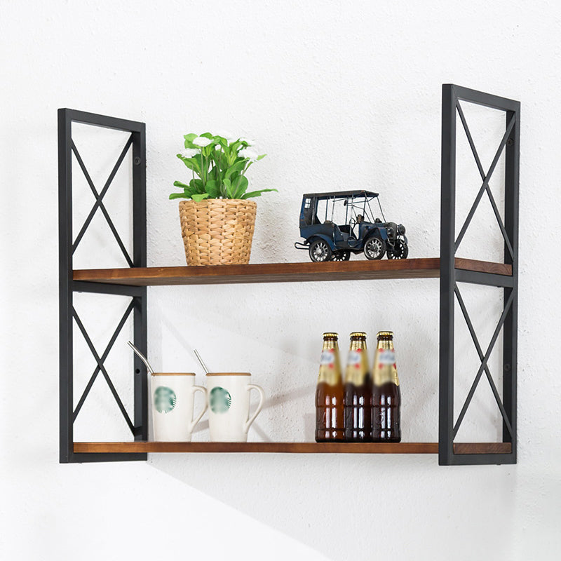 Industrial Style Wooden Bookshelf Wall Mounted Shelf Bookcase Black Clearhalo 'Bookcases' 'furn' 'furn_bookcases' 'Furniture' 'furniture_bookcases' 'kitchen' 'kitchen_bookcases' 'Living Room Furniture' 'Office Furniture' 4789680