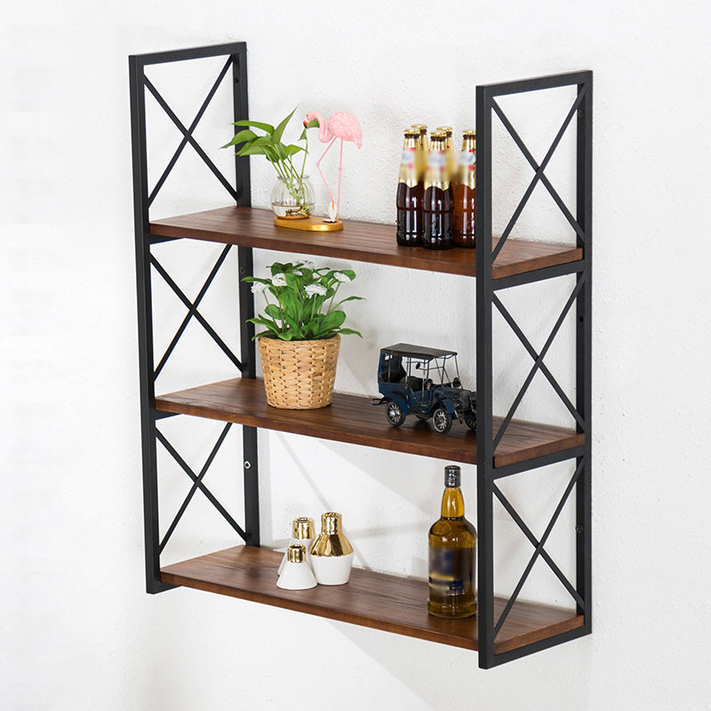 Industrial Style Wooden Bookshelf Wall Mounted Shelf Bookcase Black Clearhalo 'Bookcases' 'furn' 'furn_bookcases' 'Furniture' 'furniture_bookcases' 'kitchen' 'kitchen_bookcases' 'Living Room Furniture' 'Office Furniture' 4789682
