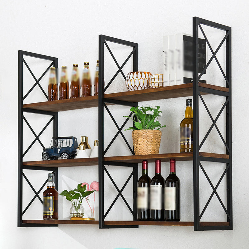 Industrial Style Wooden Bookshelf Wall Mounted Shelf Bookcase Black Clearhalo 'Bookcases' 'furn' 'furn_bookcases' 'Furniture' 'furniture_bookcases' 'kitchen' 'kitchen_bookcases' 'Living Room Furniture' 'Office Furniture' 4789683