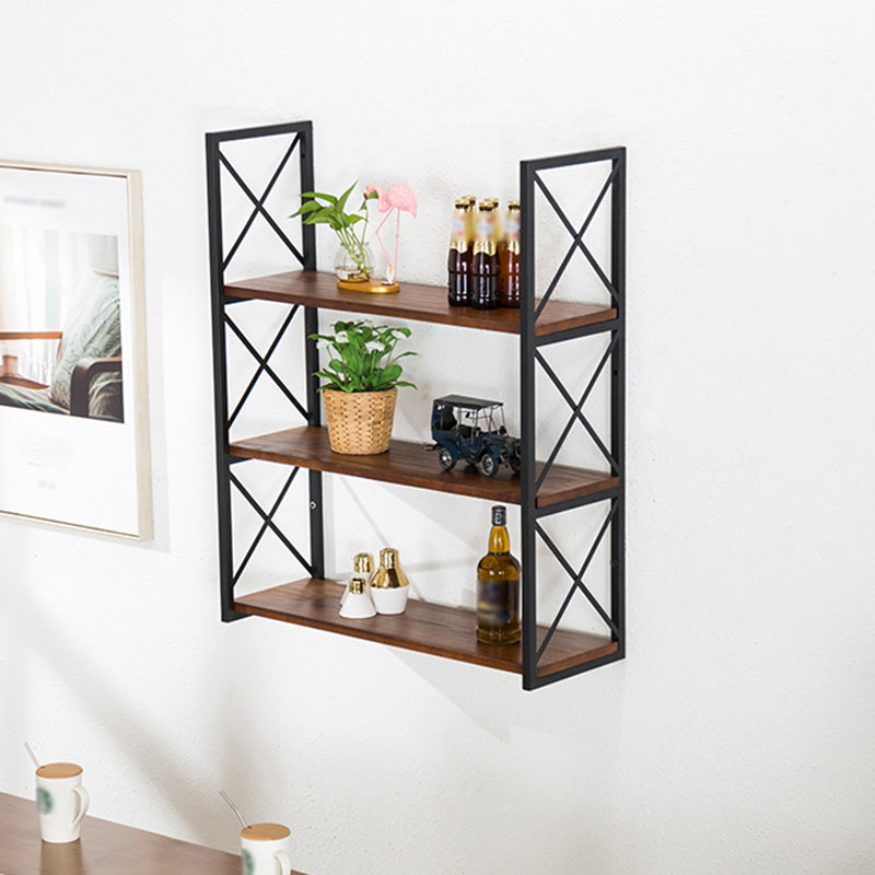 Industrial Style Wooden Bookshelf Wall Mounted Shelf Bookcase Clearhalo 'Bookcases' 'furn' 'furn_bookcases' 'Furniture' 'furniture_bookcases' 'kitchen' 'kitchen_bookcases' 'Living Room Furniture' 'Office Furniture' 4789694