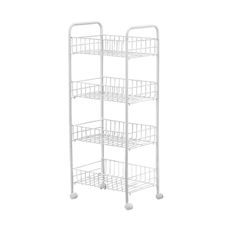 Black and White Industrial Bookshelf Etagere Bookshelf with Caster Wheels 15"L x 10.6"W x 33.5"H White Clearhalo 'Bookcases' 'furn' 'furn_bookcases' 'Furniture' 'furniture_bookcases' 'kitchen' 'kitchen_bookcases' 'Living Room Furniture' 'Office Furniture' 4789706