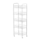 Black and White Industrial Bookshelf Etagere Bookshelf with Caster Wheels 15"L x 10.6"W x 42.1"H White Clearhalo 'Bookcases' 'furn' 'furn_bookcases' 'Furniture' 'furniture_bookcases' 'kitchen' 'kitchen_bookcases' 'Living Room Furniture' 'Office Furniture' 4789708
