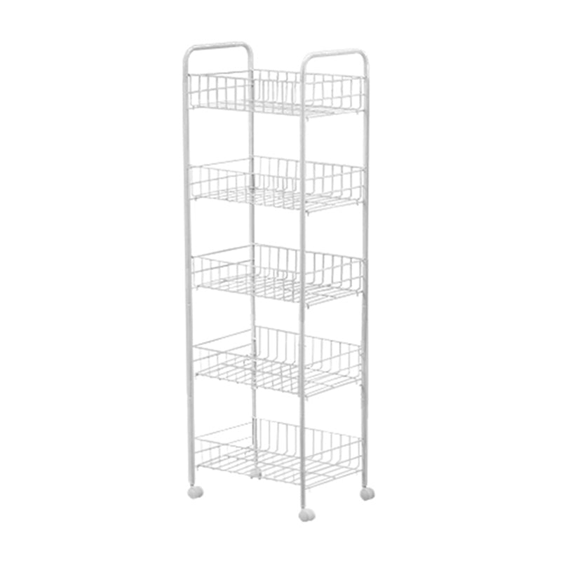 Black and White Industrial Bookshelf Etagere Bookshelf with Caster Wheels 15"L x 10.6"W x 42.1"H White Clearhalo 'Bookcases' 'furn' 'furn_bookcases' 'Furniture' 'furniture_bookcases' 'kitchen' 'kitchen_bookcases' 'Living Room Furniture' 'Office Furniture' 4789708