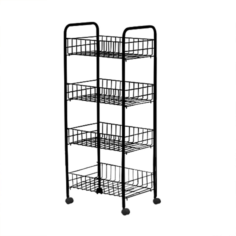 Black and White Industrial Bookshelf Etagere Bookshelf with Caster Wheels 15"L x 10.6"W x 33.5"H Black Clearhalo 'Bookcases' 'furn' 'furn_bookcases' 'Furniture' 'furniture_bookcases' 'kitchen' 'kitchen_bookcases' 'Living Room Furniture' 'Office Furniture' 4789713