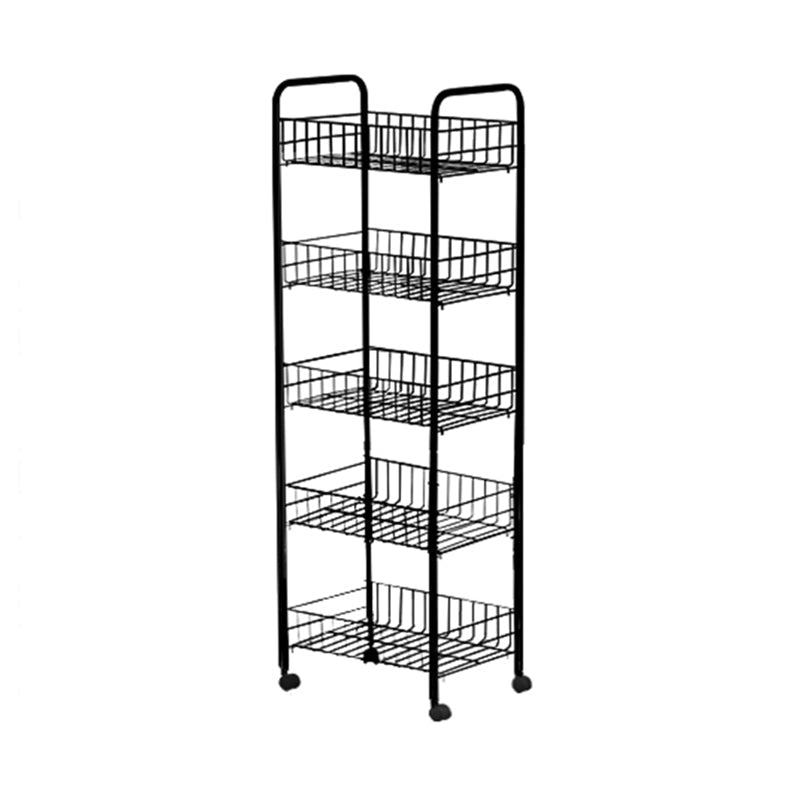 Black and White Industrial Bookshelf Etagere Bookshelf with Caster Wheels 15"L x 10.6"W x 42.1"H Black Clearhalo 'Bookcases' 'furn' 'furn_bookcases' 'Furniture' 'furniture_bookcases' 'kitchen' 'kitchen_bookcases' 'Living Room Furniture' 'Office Furniture' 4789714