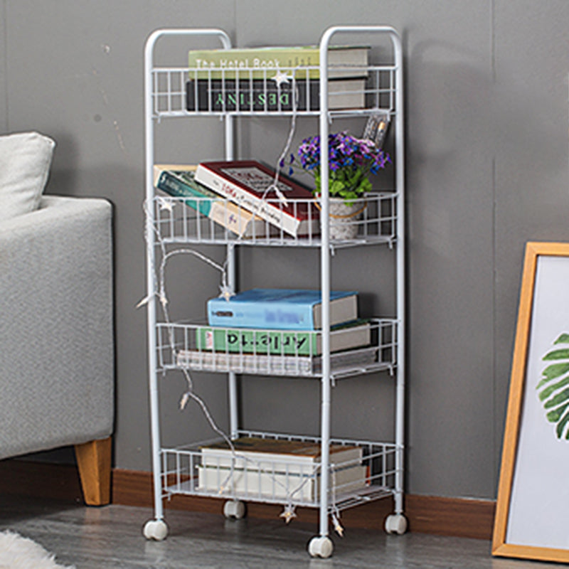 Black and White Industrial Bookshelf Etagere Bookshelf with Caster Wheels Clearhalo 'Bookcases' 'furn' 'furn_bookcases' 'Furniture' 'furniture_bookcases' 'kitchen' 'kitchen_bookcases' 'Living Room Furniture' 'Office Furniture' 4789720