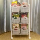 Black and White Industrial Bookshelf Etagere Bookshelf with Caster Wheels