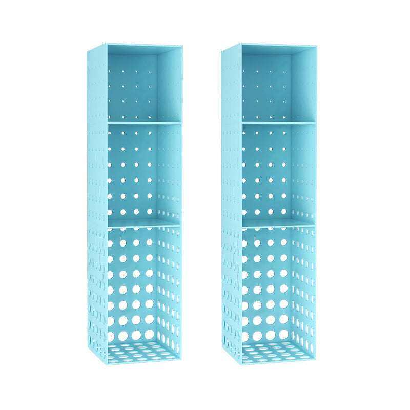 Iron Wall Mounted Bookshelf Industrial Closed Back Bookshelf 9.8"L x 9.8"W x 39.4"H Sky Blue 2 Piece Set Clearhalo 'Bookcases' 'furn' 'furn_bookcases' 'Furniture' 'furniture_bookcases' 'kitchen' 'kitchen_bookcases' 'Living Room Furniture' 'Office Furniture' 4789746