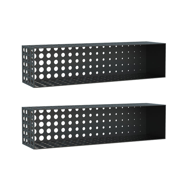 Iron Wall Mounted Bookshelf Industrial Closed Back Bookshelf 39.4"L x 9.8"W x 9.8"H Black 2 Piece Set Clearhalo 'Bookcases' 'furn' 'furn_bookcases' 'Furniture' 'furniture_bookcases' 'kitchen' 'kitchen_bookcases' 'Living Room Furniture' 'Office Furniture' 4789787