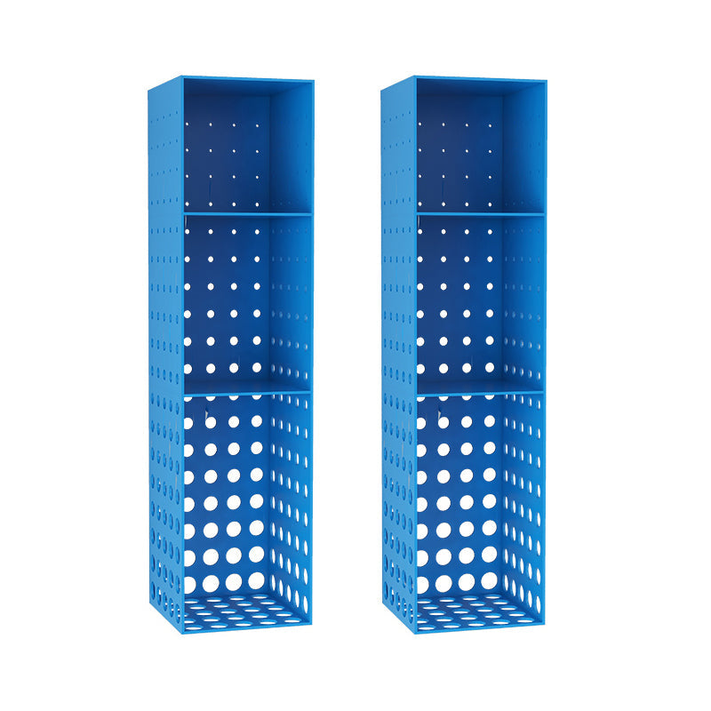 Iron Wall Mounted Bookshelf Industrial Closed Back Bookshelf 9.8"L x 9.8"W x 39.4"H Dark Blue 2 Piece Set Clearhalo 'Bookcases' 'furn' 'furn_bookcases' 'Furniture' 'furniture_bookcases' 'kitchen' 'kitchen_bookcases' 'Living Room Furniture' 'Office Furniture' 4789788