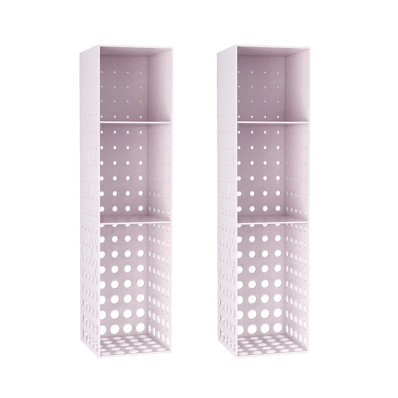 Iron Wall Mounted Bookshelf Industrial Closed Back Bookshelf 9.8"L x 9.8"W x 39.4"H Light Pink 2 Piece Set Clearhalo 'Bookcases' 'furn' 'furn_bookcases' 'Furniture' 'furniture_bookcases' 'kitchen' 'kitchen_bookcases' 'Living Room Furniture' 'Office Furniture' 4789791