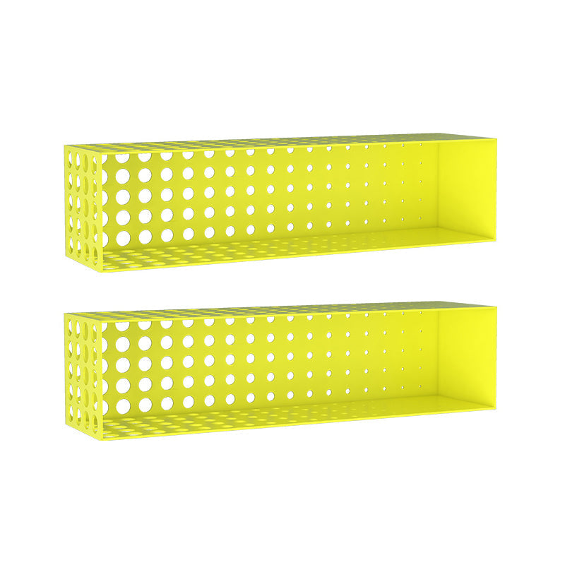 Iron Wall Mounted Bookshelf Industrial Closed Back Bookshelf 39.4"L x 9.8"W x 9.8"H Yellow 2 Piece Set Clearhalo 'Bookcases' 'furn' 'furn_bookcases' 'Furniture' 'furniture_bookcases' 'kitchen' 'kitchen_bookcases' 'Living Room Furniture' 'Office Furniture' 4789793