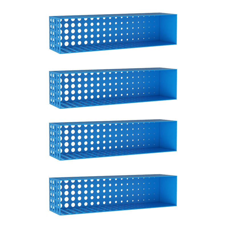 Iron Wall Mounted Bookshelf Industrial Closed Back Bookshelf 39.4"L x 9.8"W x 9.8"H Dark Blue 4 Piece Set Clearhalo 'Bookcases' 'furn' 'furn_bookcases' 'Furniture' 'furniture_bookcases' 'kitchen' 'kitchen_bookcases' 'Living Room Furniture' 'Office Furniture' 4789797