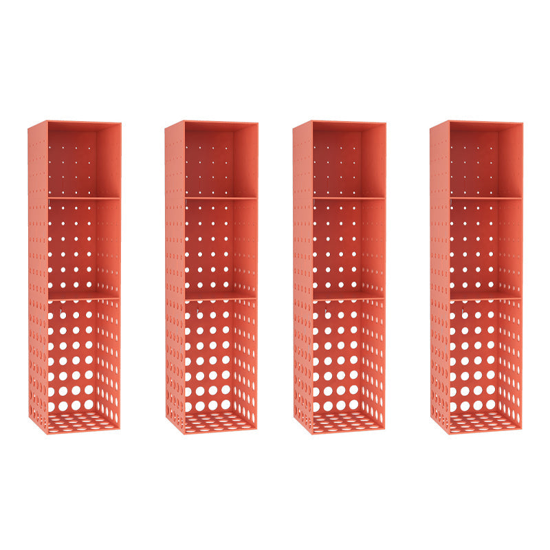 Iron Wall Mounted Bookshelf Industrial Closed Back Bookshelf 9.8"L x 9.8"W x 39.4"H Red 4 Piece Set Clearhalo 'Bookcases' 'furn' 'furn_bookcases' 'Furniture' 'furniture_bookcases' 'kitchen' 'kitchen_bookcases' 'Living Room Furniture' 'Office Furniture' 4789798