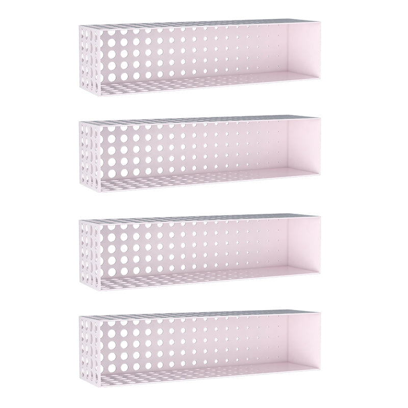 Iron Wall Mounted Bookshelf Industrial Closed Back Bookshelf 39.4"L x 9.8"W x 9.8"H Light Pink 4 Piece Set Clearhalo 'Bookcases' 'furn' 'furn_bookcases' 'Furniture' 'furniture_bookcases' 'kitchen' 'kitchen_bookcases' 'Living Room Furniture' 'Office Furniture' 4789799