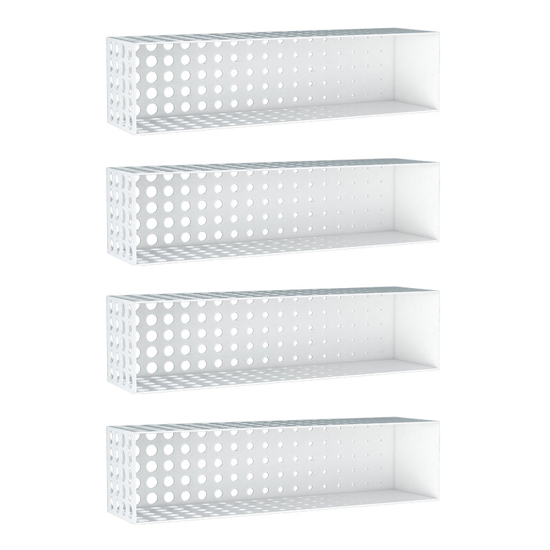 Iron Wall Mounted Bookshelf Industrial Closed Back Bookshelf 39.4"L x 9.8"W x 9.8"H White 4 Piece Set Clearhalo 'Bookcases' 'furn' 'furn_bookcases' 'Furniture' 'furniture_bookcases' 'kitchen' 'kitchen_bookcases' 'Living Room Furniture' 'Office Furniture' 4789800