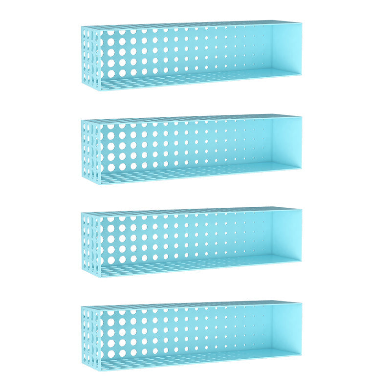 Iron Wall Mounted Bookshelf Industrial Closed Back Bookshelf 39.4"L x 9.8"W x 9.8"H Sky Blue 4 Piece Set Clearhalo 'Bookcases' 'furn' 'furn_bookcases' 'Furniture' 'furniture_bookcases' 'kitchen' 'kitchen_bookcases' 'Living Room Furniture' 'Office Furniture' 4789803