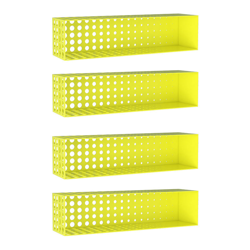 Iron Wall Mounted Bookshelf Industrial Closed Back Bookshelf 39.4"L x 9.8"W x 9.8"H Yellow 4 Piece Set Clearhalo 'Bookcases' 'furn' 'furn_bookcases' 'Furniture' 'furniture_bookcases' 'kitchen' 'kitchen_bookcases' 'Living Room Furniture' 'Office Furniture' 4789807