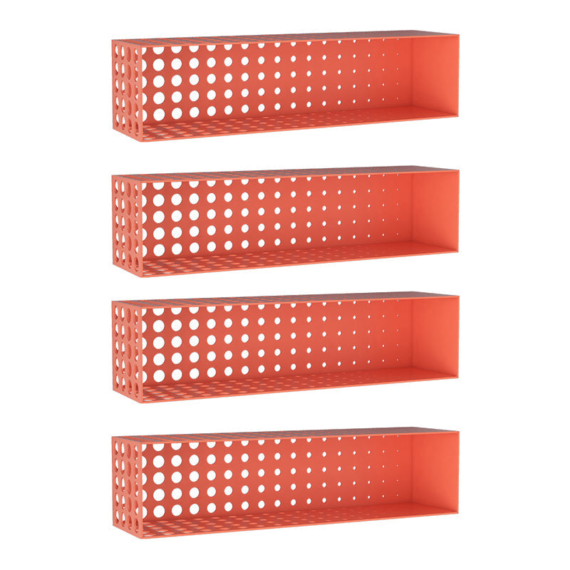 Iron Wall Mounted Bookshelf Industrial Closed Back Bookshelf 39.4"L x 9.8"W x 9.8"H Red 4 Piece Set Clearhalo 'Bookcases' 'furn' 'furn_bookcases' 'Furniture' 'furniture_bookcases' 'kitchen' 'kitchen_bookcases' 'Living Room Furniture' 'Office Furniture' 4789808