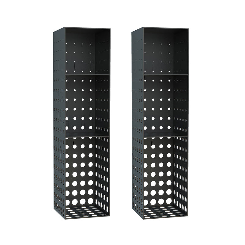 Iron Wall Mounted Bookshelf Industrial Closed Back Bookshelf 9.8"L x 9.8"W x 39.4"H Black 2 Piece Set Clearhalo 'Bookcases' 'furn' 'furn_bookcases' 'Furniture' 'furniture_bookcases' 'kitchen' 'kitchen_bookcases' 'Living Room Furniture' 'Office Furniture' 4789809