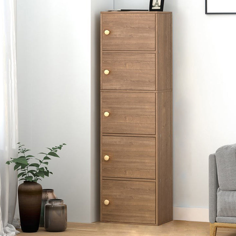 Contemporary Vertical Standard Bookcase Manufactured Wood Bookcase with Doors 16.5"L x 11.8"W x 59.1"H Dark Wood Clearhalo 'Bookcases' 'furn' 'furn_bookcases' 'Furniture' 'furniture_bookcases' 'kitchen' 'kitchen_bookcases' 'Living Room Furniture' 'Office Furniture' 4789815