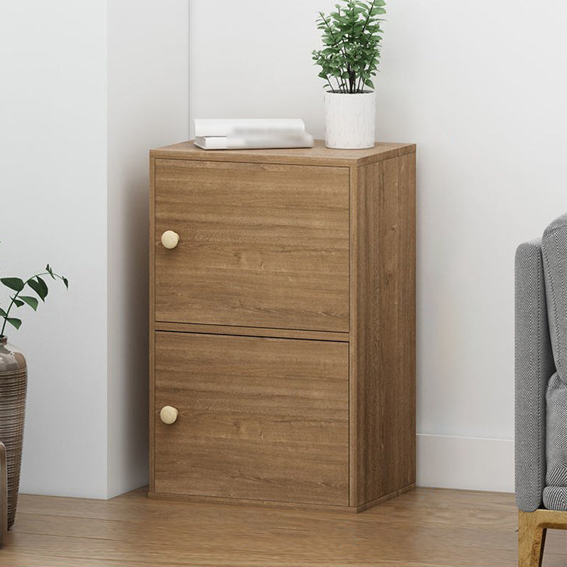 Contemporary Vertical Standard Bookcase Manufactured Wood Bookcase with Doors 16.5"L x 11.8"W x 23.6"H Dark Wood Clearhalo 'Bookcases' 'furn' 'furn_bookcases' 'Furniture' 'furniture_bookcases' 'kitchen' 'kitchen_bookcases' 'Living Room Furniture' 'Office Furniture' 4789818