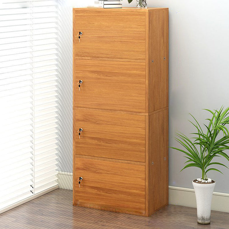 Contemporary Vertical Standard Bookcase Manufactured Wood Bookcase with Doors 16.5"L x 11.8"W x 47.2"H Cherry Wood Clearhalo 'Bookcases' 'furn' 'furn_bookcases' 'Furniture' 'furniture_bookcases' 'kitchen' 'kitchen_bookcases' 'Living Room Furniture' 'Office Furniture' 4789820