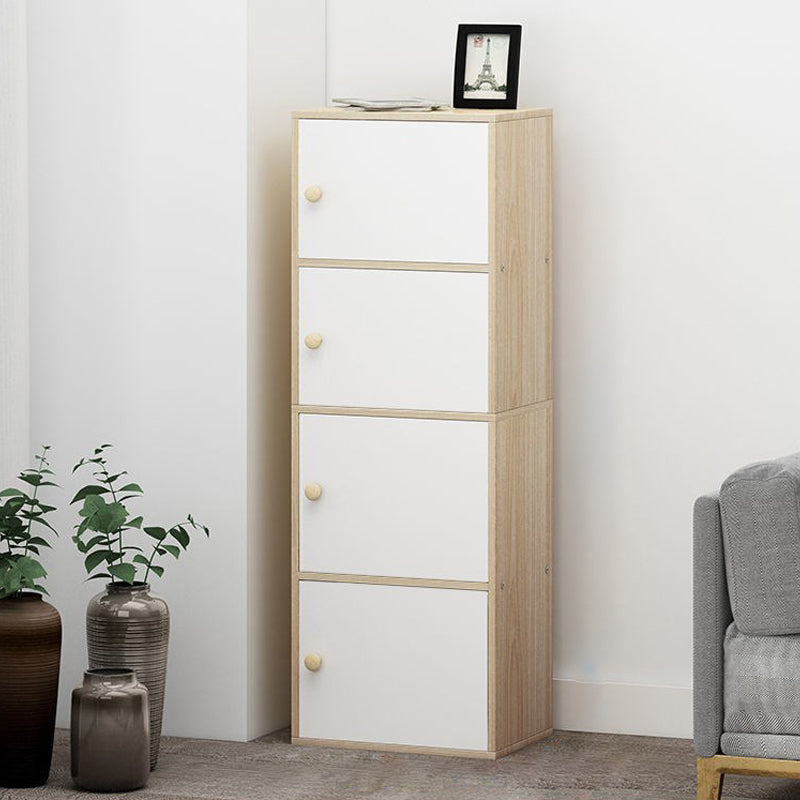 Contemporary Vertical Standard Bookcase Manufactured Wood Bookcase with Doors 16.5"L x 11.8"W x 47.2"H Natural Wood White Clearhalo 'Bookcases' 'furn' 'furn_bookcases' 'Furniture' 'furniture_bookcases' 'kitchen' 'kitchen_bookcases' 'Living Room Furniture' 'Office Furniture' 4789826