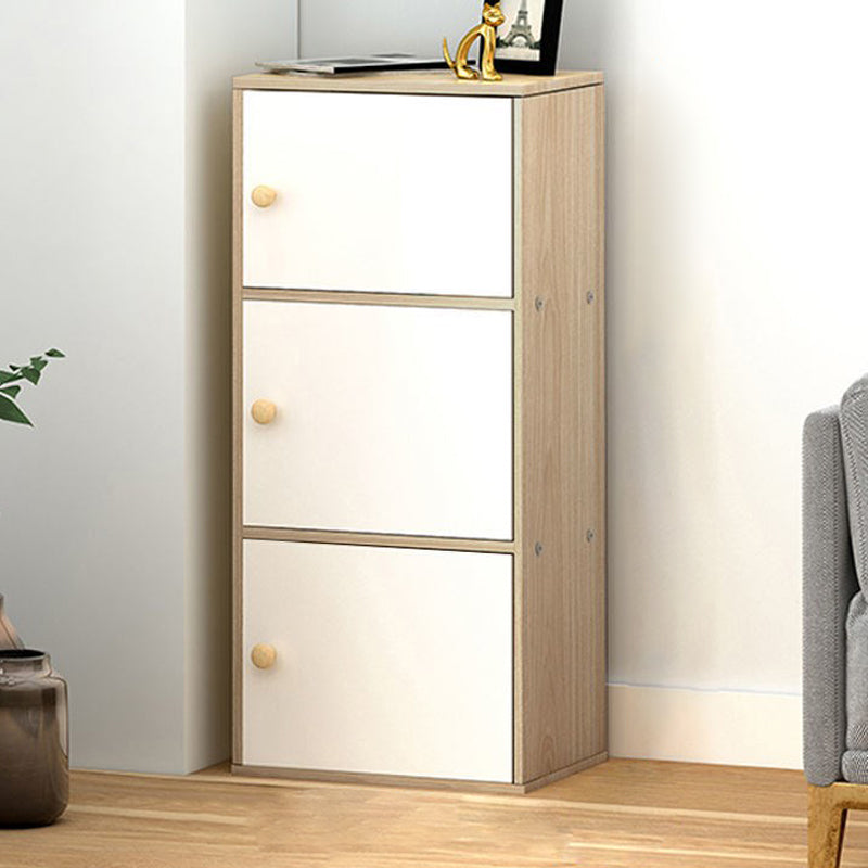 Contemporary Vertical Standard Bookcase Manufactured Wood Bookcase with Doors 16.5"L x 11.8"W x 35.4"H Natural Wood White Clearhalo 'Bookcases' 'furn' 'furn_bookcases' 'Furniture' 'furniture_bookcases' 'kitchen' 'kitchen_bookcases' 'Living Room Furniture' 'Office Furniture' 4789828