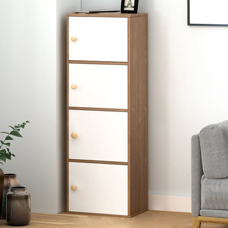 Contemporary Vertical Standard Bookcase Manufactured Wood Bookcase with Doors 16.5"L x 11.8"W x 47.2"H White-Brown Clearhalo 'Bookcases' 'furn' 'furn_bookcases' 'Furniture' 'furniture_bookcases' 'kitchen' 'kitchen_bookcases' 'Living Room Furniture' 'Office Furniture' 4789830