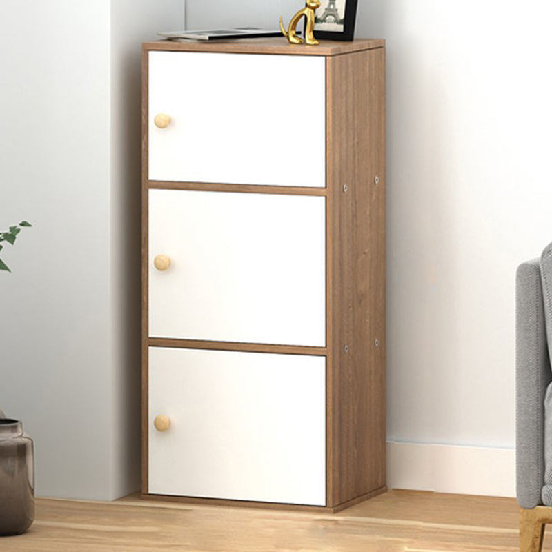 Contemporary Vertical Standard Bookcase Manufactured Wood Bookcase with Doors 16.5"L x 11.8"W x 35.4"H White-Brown Clearhalo 'Bookcases' 'furn' 'furn_bookcases' 'Furniture' 'furniture_bookcases' 'kitchen' 'kitchen_bookcases' 'Living Room Furniture' 'Office Furniture' 4789832
