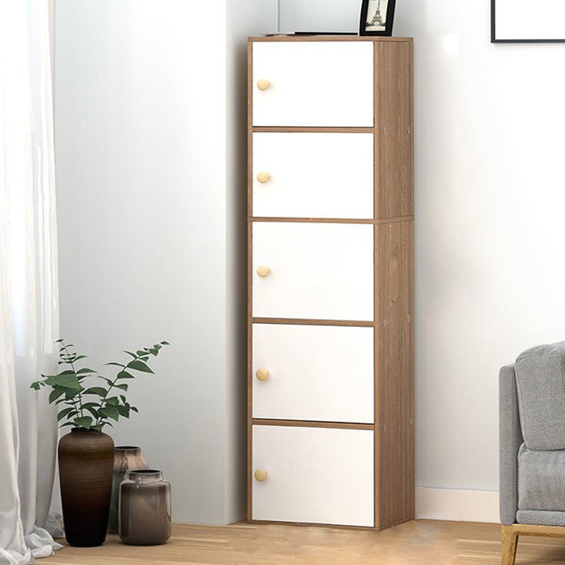 Contemporary Vertical Standard Bookcase Manufactured Wood Bookcase with Doors 16.5"L x 11.8"W x 59.1"H White-Brown Clearhalo 'Bookcases' 'furn' 'furn_bookcases' 'Furniture' 'furniture_bookcases' 'kitchen' 'kitchen_bookcases' 'Living Room Furniture' 'Office Furniture' 4789833