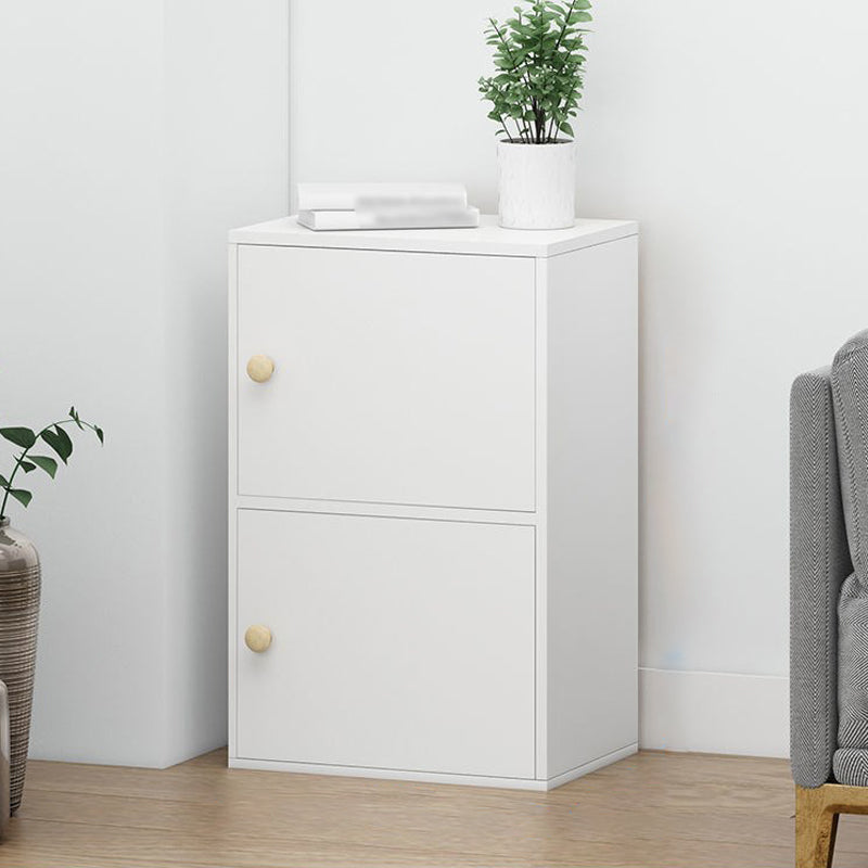 Contemporary Vertical Standard Bookcase Manufactured Wood Bookcase with Doors 16.5"L x 11.8"W x 23.6"H White Clearhalo 'Bookcases' 'furn' 'furn_bookcases' 'Furniture' 'furniture_bookcases' 'kitchen' 'kitchen_bookcases' 'Living Room Furniture' 'Office Furniture' 4789839