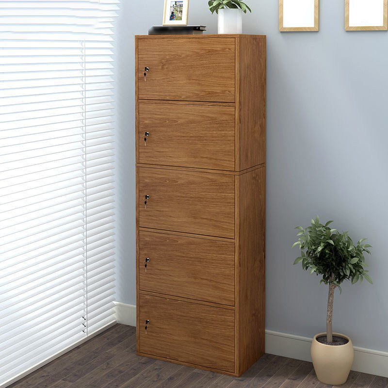 Contemporary Vertical Standard Bookcase Manufactured Wood Bookcase with Doors 16.5"L x 11.8"W x 59.1"H Cherry Wood Clearhalo 'Bookcases' 'furn' 'furn_bookcases' 'Furniture' 'furniture_bookcases' 'kitchen' 'kitchen_bookcases' 'Living Room Furniture' 'Office Furniture' 4789841