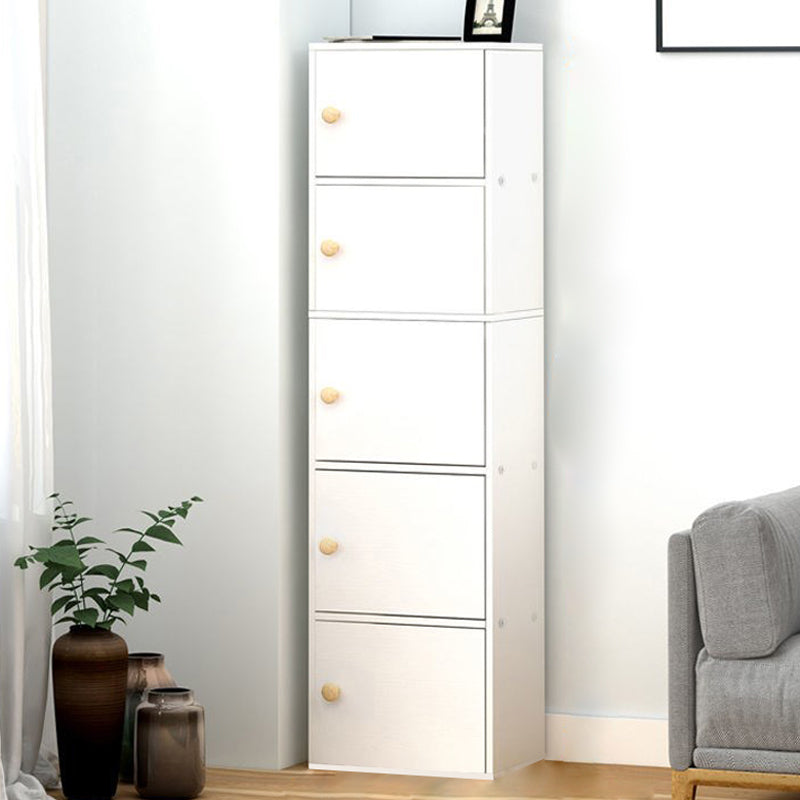 Contemporary Vertical Standard Bookcase Manufactured Wood Bookcase with Doors 16.5"L x 11.8"W x 59.1"H White Clearhalo 'Bookcases' 'furn' 'furn_bookcases' 'Furniture' 'furniture_bookcases' 'kitchen' 'kitchen_bookcases' 'Living Room Furniture' 'Office Furniture' 4789843