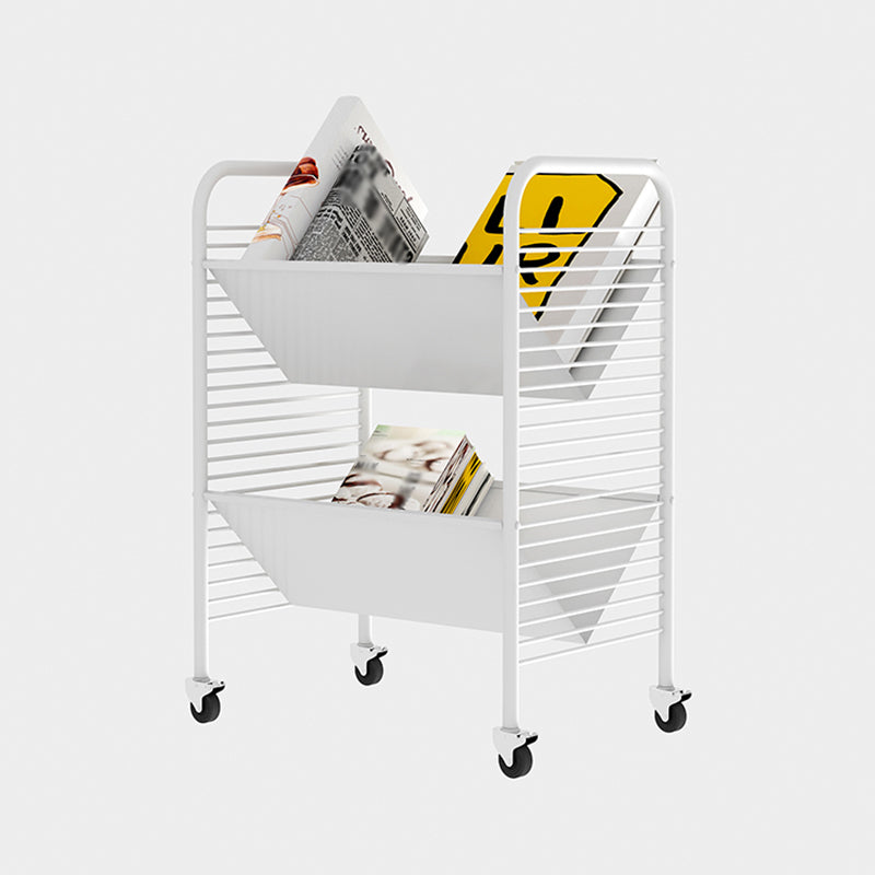 Industrial Geometric Bookcase Metal Open Back Bookcase with Wheels,21.7" H x 11.4" W Clearhalo 'Bookcases' 'furn' 'furn_bookcases' 'Furniture' 'furniture_bookcases' 'kitchen' 'kitchen_bookcases' 'Living Room Furniture' 'Office Furniture' 4789867