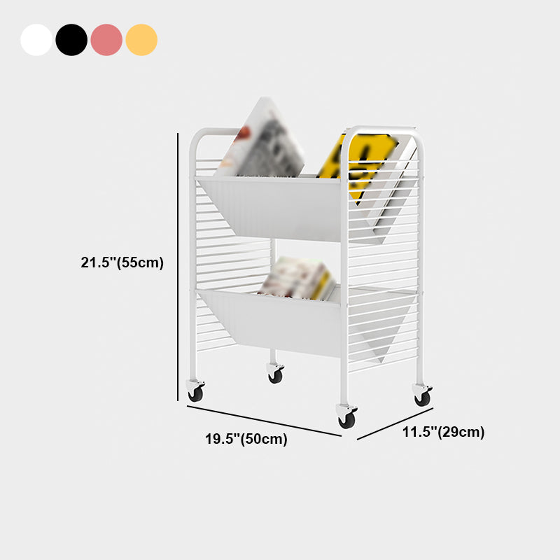 Industrial Geometric Bookcase Metal Open Back Bookcase with Wheels,21.7" H x 11.4" W Clearhalo 'Bookcases' 'furn' 'furn_bookcases' 'Furniture' 'furniture_bookcases' 'kitchen' 'kitchen_bookcases' 'Living Room Furniture' 'Office Furniture' 4789872