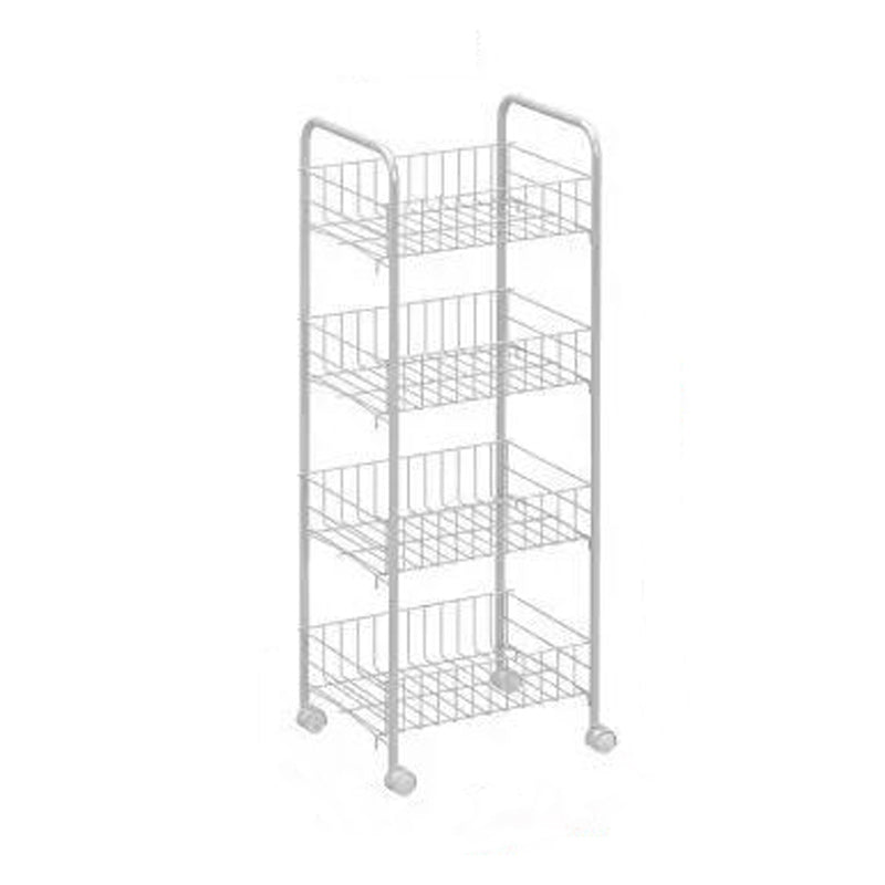 Contemporary Style Bookshelf with Casters White Book Shelf for Study Room 14.6"L x 10.6"W x 33.5"H Clearhalo 'Bookcases' 'furn' 'furn_bookcases' 'Furniture' 'furniture_bookcases' 'kitchen' 'kitchen_bookcases' 'Living Room Furniture' 'Office Furniture' 4789874