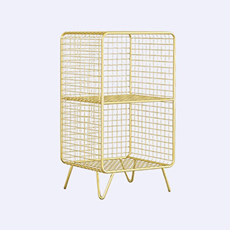 Closed Bookcase Shelf Modern Style Metal Bookcase for Study Room 14"L x 12"W x 26"H Gold Clearhalo 'Bookcases' 'furn' 'furn_bookcases' 'Furniture' 'furniture_bookcases' 'kitchen' 'kitchen_bookcases' 'Living Room Furniture' 'Office Furniture' 4789908
